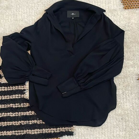 7 for all mankind balloon sleeve oversized blouse - Picture 3 of 7